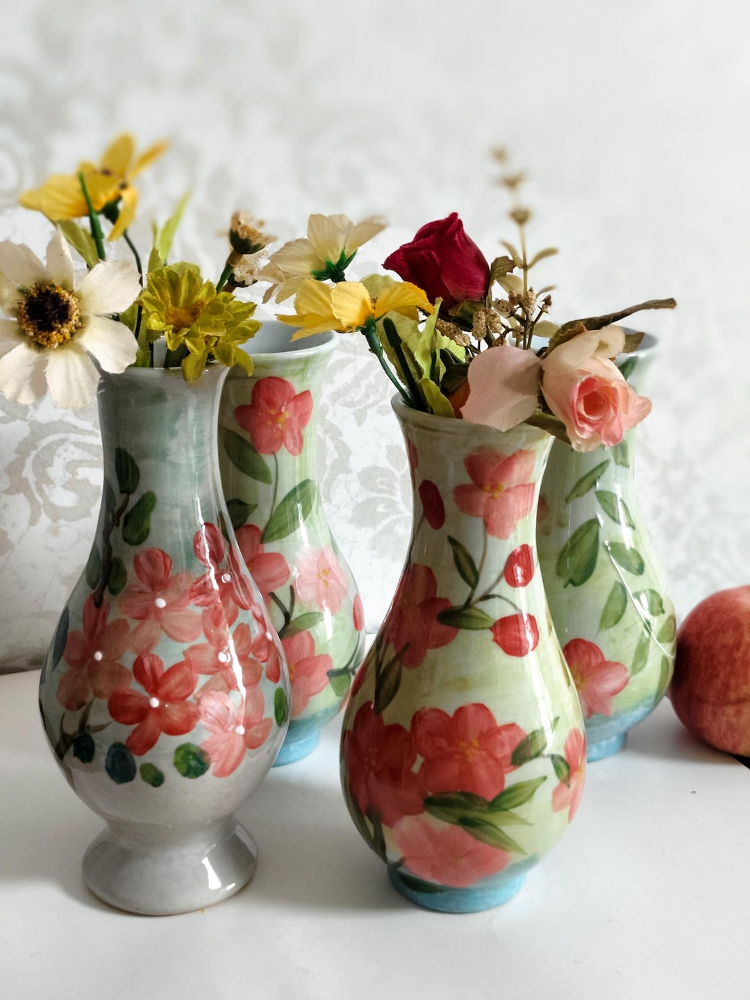 Handmade Ceramic Floral Vase: Textured Glaze Stoneware, Home Decor - Etsy