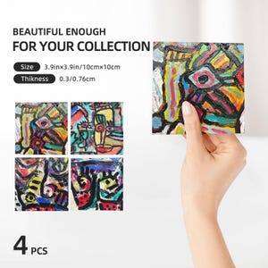 Abstract Art Coasters: Set of 4 Colorful Painting Prints