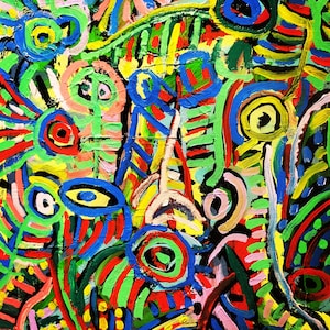 Hand Painted Abstract Oil Painting: Colorful Framed Canvas Art