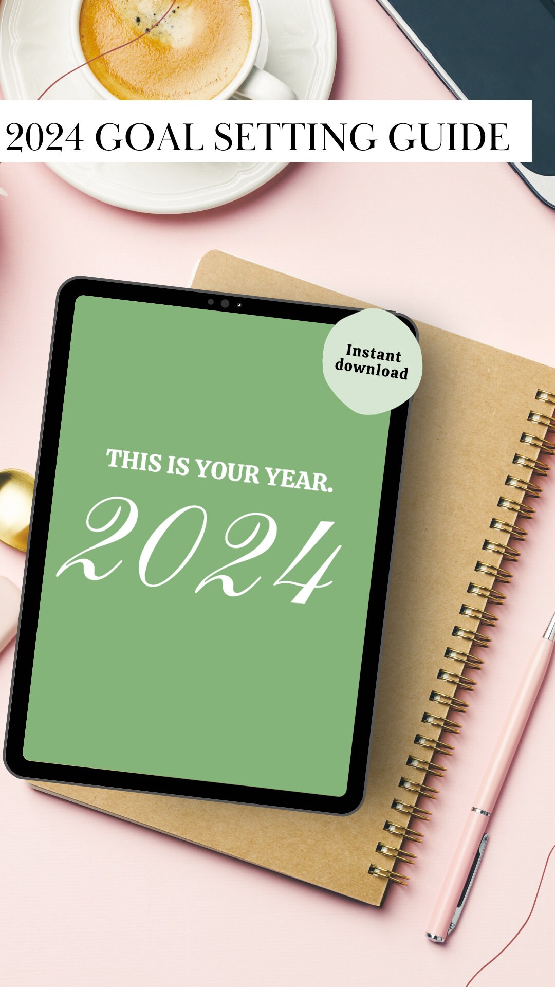 Aesthetic 2024 Goal Setting Journal, That Girl Journal, Reinvent