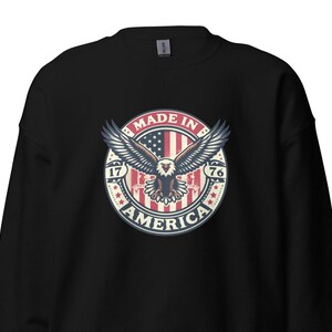 Patriotic American Eagle Sweatshirt I Made in USA 1776 Crewneck I Vintage USA Flag Pullover I Bald Eagle Patriotic Sweatshirt I u sa