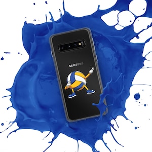 Volleyball Clear Case for Samsung® | Dabbing Volleyball Cartoon Design | Cute & Durable Volleyball Gift for Players I Volleyball Gift Idea
