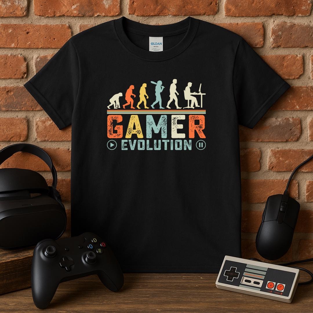T-shirt Gamer Evolution I T-shirt graphique gaming rétro pour