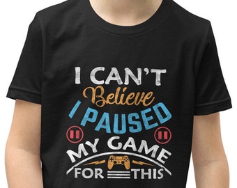 Paused My Game For This Youth Short Sleeve T-Shirt, Gaming Merch, Gaming Shirt, Gamer Merch, Gamer Shirt, Cool Gaming Shirt, Funny Shirt