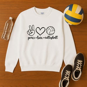 Peace Love Volleyball Unisex Sweatshirt, Volleyball Merch, Volleyball Sweater, Volleyball Sweatshirt, Volleyball Gift, Volleyball Players