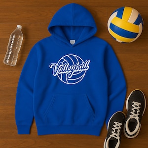Volleyball White Design Graphic Unisex Hoodie I Volleyball Logo Hoodie I Sports Lover Sweater I Volleyball Fan Gift I Casual Sportswear