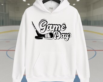 Chandail à capuchon de hockey pour le jour du match | Design noir, vêtements pour fans de sport