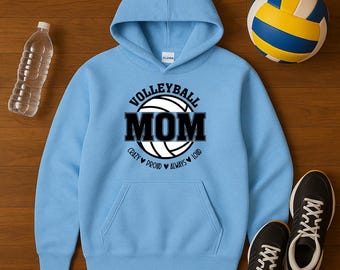 Sweat à capuche Volleyball Mom, Crazy Proud Always Loud, mélange de coton