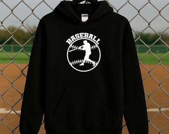 Sweat à capuche silhouette joueur de baseball | Vêtements pour fans de sport