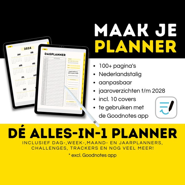 Dé Nederlandstalige alles-in-1 digitale planner - Goodnotes - supercompleet - to do lists - challenges - trackers - en veel meer! [B&Y]