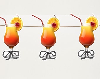 Large Tequila Sunrise garland 5ft Tequila Sunrise Bachelorette full Color banner picture garland funny cutouts birthday party birthday bach