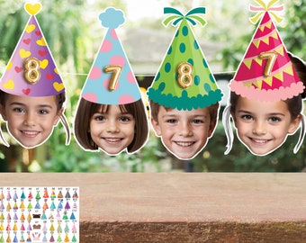Pick your 60 hat Custom Photo banner Customized head picture garland face banner funny face 1ST 2ND 3RD 7TH 8TH birthday party kids boy girl