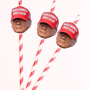 Straws Donald Trump MAGA 2025 100 DAYS Independence Day  July 4th Drink Straws President MAGA Debate Party custom face cutouts ready to ship