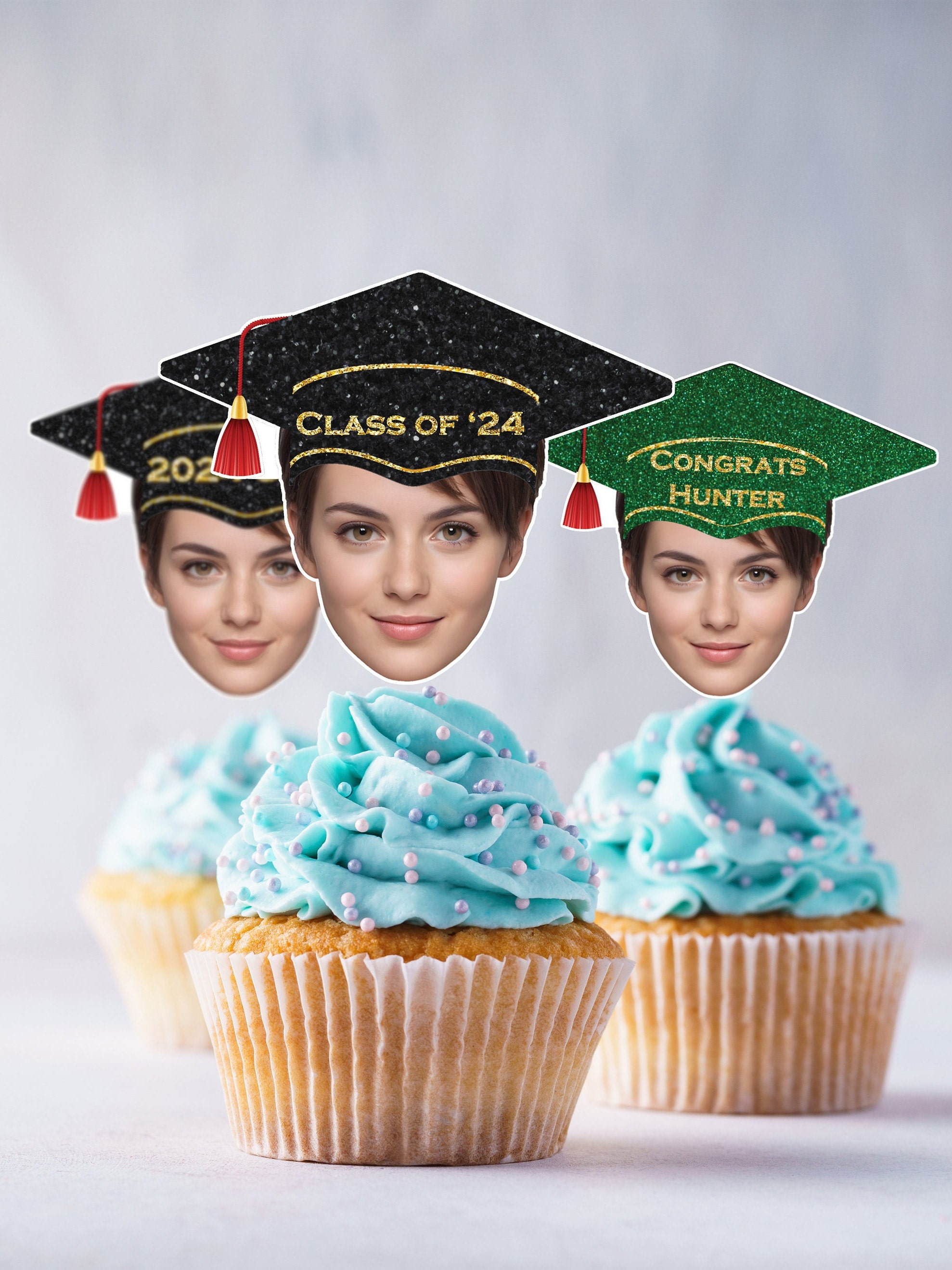 Cupcake Toppers Personalized With Face Graduation Cake Topper Custom