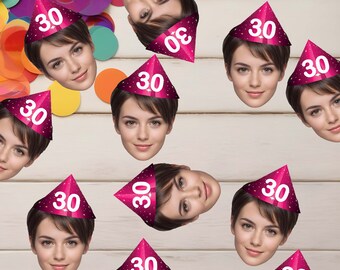 2" Custom Photo Table 200 Confetti 30th Birthday Custom Face Cutout Party Decorations Personalized 21st 25th 40th decor For Women Him Her