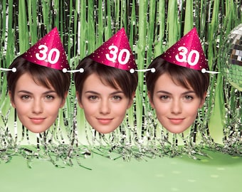 Custom 40 Photo banner Customized head picture garland face color print funny cutouts birthday party people pet 21st 30th 40th 50th 60th