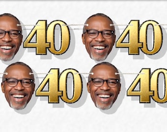 Benutzerdefinierte Gesicht Foto-Girlande 10 Fuß langes Bild Kopf Banner Party 40