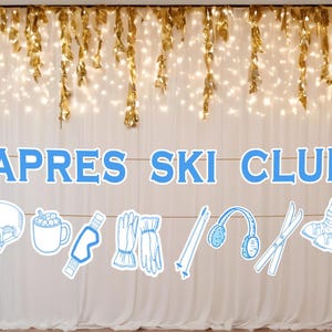 Aangepaste après-ski-banner Aangepaste après-ski Social Club Bachelorette Bach verjaardagsfeestje slinger Aangepaste kleurenafdrukuitsparingen 6 ft