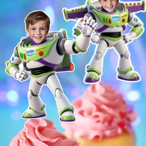 Custom Face cupcake toppers personalized face Birthday astronaut cupcake toppers Boy Girl Story Buzz Two infinity and beyond party