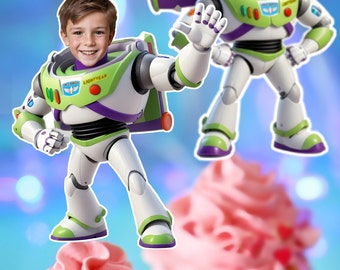 Custom Face cupcake toppers personalized face astronaut cupcake toppers Boy Girl Story Buzz Two infinity beyond party Birthday Party Package