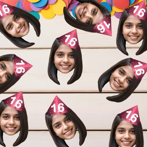 "2 ""Custom Photo Table 200 Konfetti 16. Geburtstag Benutzerdefinierte Gesichtsausschnitt Partydekoration Personalisiert 21st 13th 20th 10th Für Frauen Him Her."