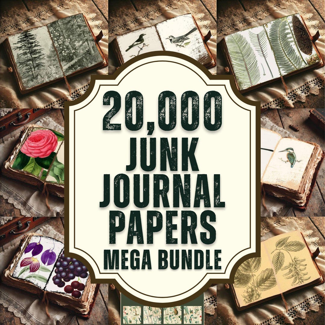 20000 Vintage Printable Junk Journal Pages – Mega Bundle (commercial ...