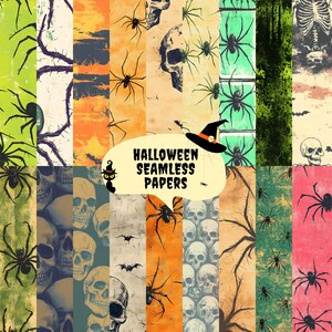 Cyfrowe papiery na Halloween: Upiorne wzory, projekty nawiedzonych domów, zastosowanie komercyjne - Vintage Halloween Printables - Zniszczone wydruki