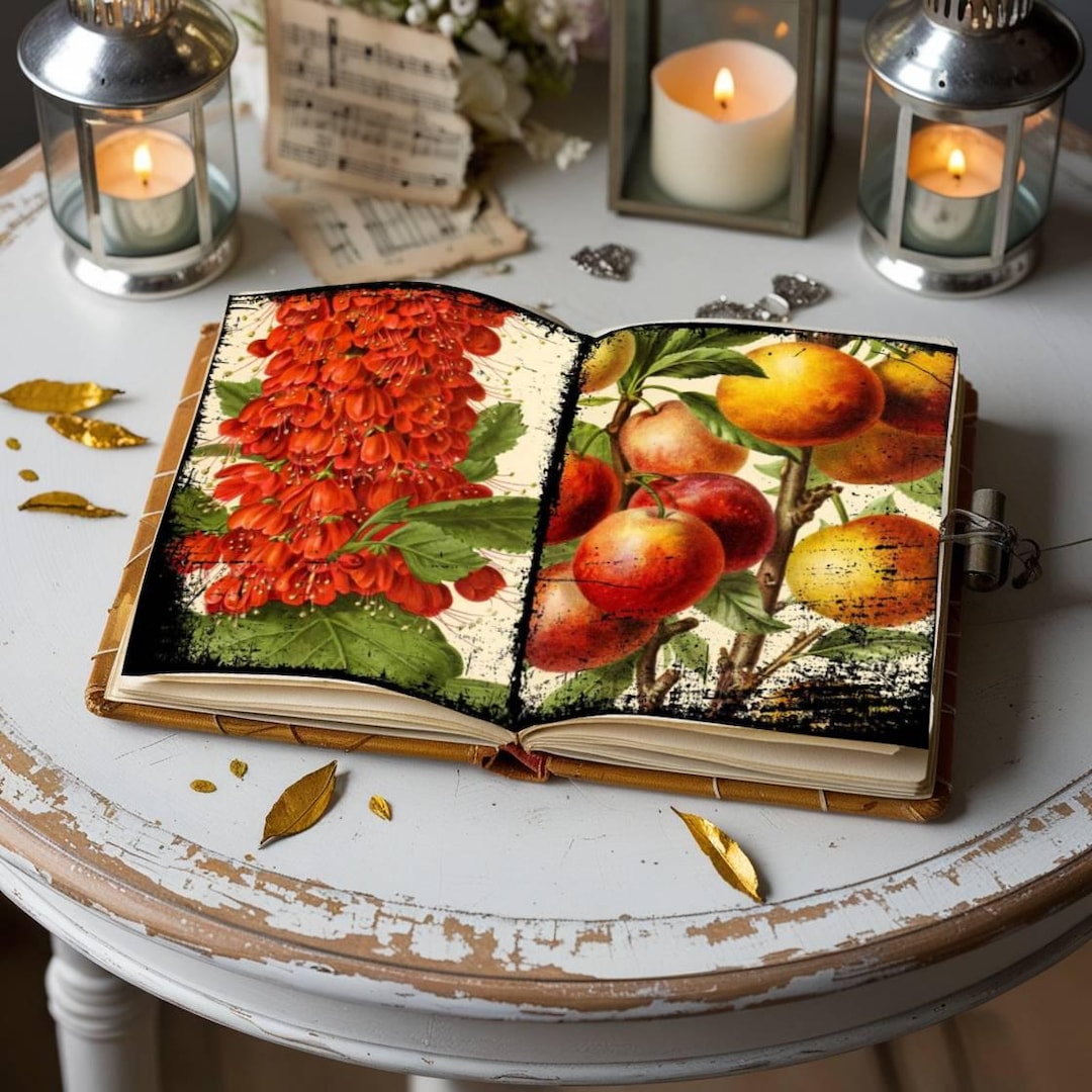 Vintage Botanical Junk Journal Pages | Antique Floral & Fruit Ephemera ...