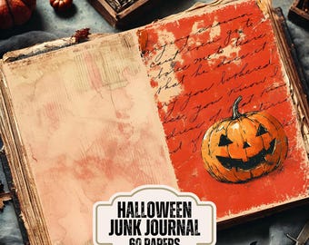 60 Page Halloween Junk Journal Kit | Junk Journaling | Journaling Supplies | Digital Collage Sheet | Halloween Printable | Scrapbook Pages
