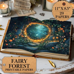 Fairy Forest Printable Papers – Enchanting Fairy Junk Journal Pages, Fantasy Scrapbooking Ephemera, Elegant Double-Page Designs for Crafts