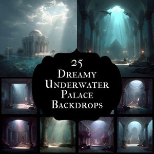 Underwater Palace Digital Backdrop Dreamy Mermaid Photo Prop Magical Sea Castle Kids Party Decor