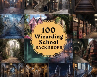 100 Wizarding School Backdrops, Magical Wizard Digital Backgrounds, Witch Backdrops, Witchcraft Background, Magic School of Witchcraft