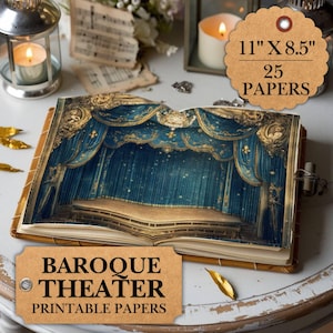 Carte stampabili per teatro barocco – 25 eleganti design da 11" x 8,5" con palcoscenico teatrale per carta da giornale spazzatura, scrapbooking e artigianato di carta