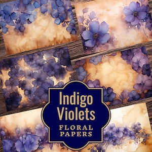 Indigo Violets Junk Journal Papiere - Indigo Violets Ephemera - Junk Journal Kit - Florale digitale Papiere - Junk Journal Ephemera - Violetts