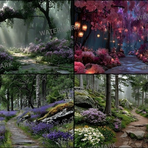 Alice in Wonderland Backdrop, Enchanted Forest Background, Magical Wonderland Digital Backdrop for Photography, Storybook Theme,