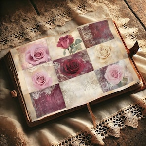 Vintage Rose Floral Junk Journal Kit, Shabby Rose Paper for Scrapbooking, Ephemera, Decoupage & Card Making - Vintage Floral Patchwork
