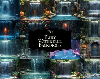 70 Fairy Waterfall Backdrops, Enchanted Cascades, Mystical Forest Falls, Dreamy Fantasy Streams, Magical Nature Digital Backgrounds