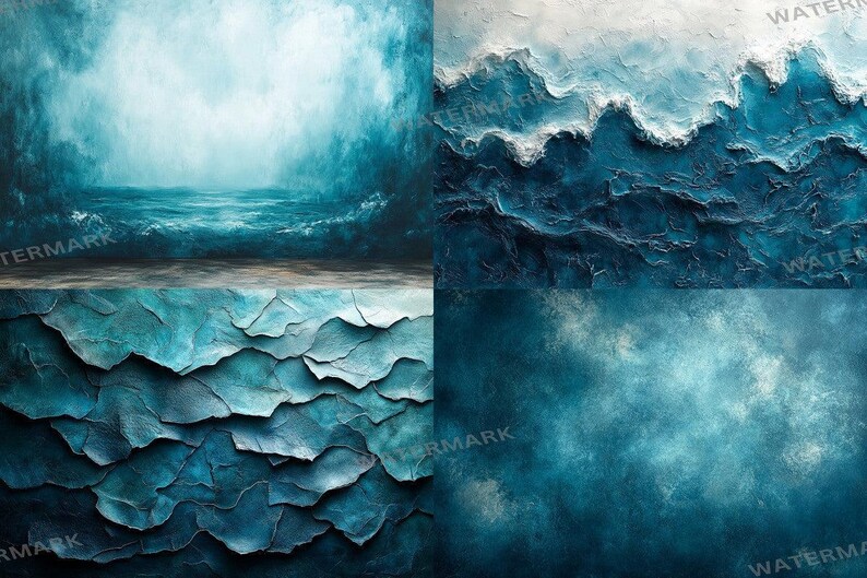Ocean Haze Photography Backdrops: 25 Blue Sea Overlays (digital ...