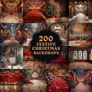 200 Christmas Backdrop, Digital Backdrop, Santa Christmas Backdrop For Kids Family, Festive Digital Download Christmas Background