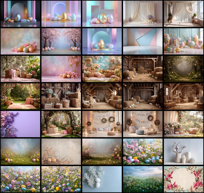 500 Easter Backdrop Bundle, Spring Photography Backgrounds, Easter Egg ...
