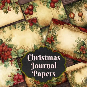 Christmas Vintage Papers, Junk Journal, DIY, A4 Size, Cards, Kits, Greeting, Printable Christmas Journal Pages, Digital Download