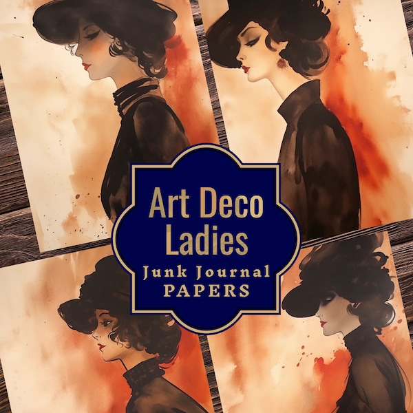 Art Deco Ladies Junk Journal Papers - Retro Crafting Materials - Art Deco Fashion Ephemera - Single Junk Journal Pages