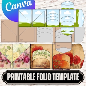 Modèle de journal indésirable Canva - kit folio numérique pour cahiers indésirables et scrapbooking - dossier folio pliant, éphémère imprimable, usage commercial