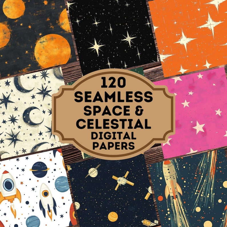 100 Space and Celestial Seamless Digital Papers, Space - Commercial Use ...