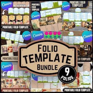 Printable Junk Journal Folio Bundle - 9 Unique Canva Templates for Customizable DIY FOLIO KITS - Folding Folio Templates - Canva Templates