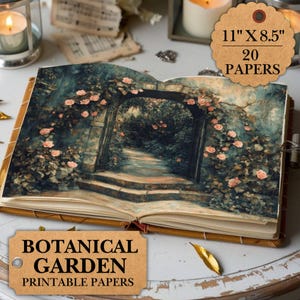 Botanical Garden Digital Papers, 11x8.5 Printable Vintage Stationery, Journal and Scrapbooking Papers, 20 Rustic Floral Designs