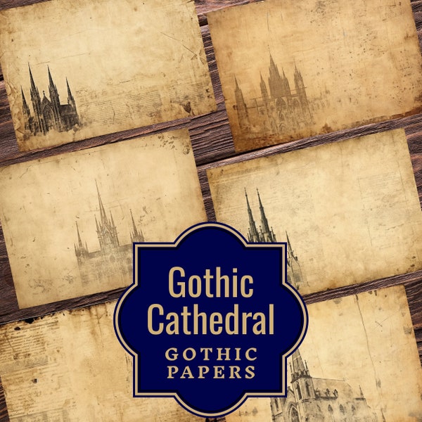 Gothic Cathedral - Vintage Junk Journal Pages - Printable Gothic Ephemera, Double Pages for Journaling