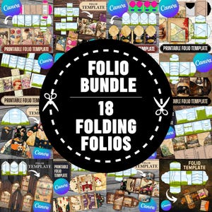 FOLIO BUNDLE - 18 Folio Kit Canva Templates - Custom Junk Journal Folio Kit - Pocket Insert Ephemera, Digital Folding Folios, Commercial Use