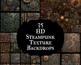 Steampunk Digital Backdrop Industrial Gear Background for Photography Grunge Metal Fantasy Art