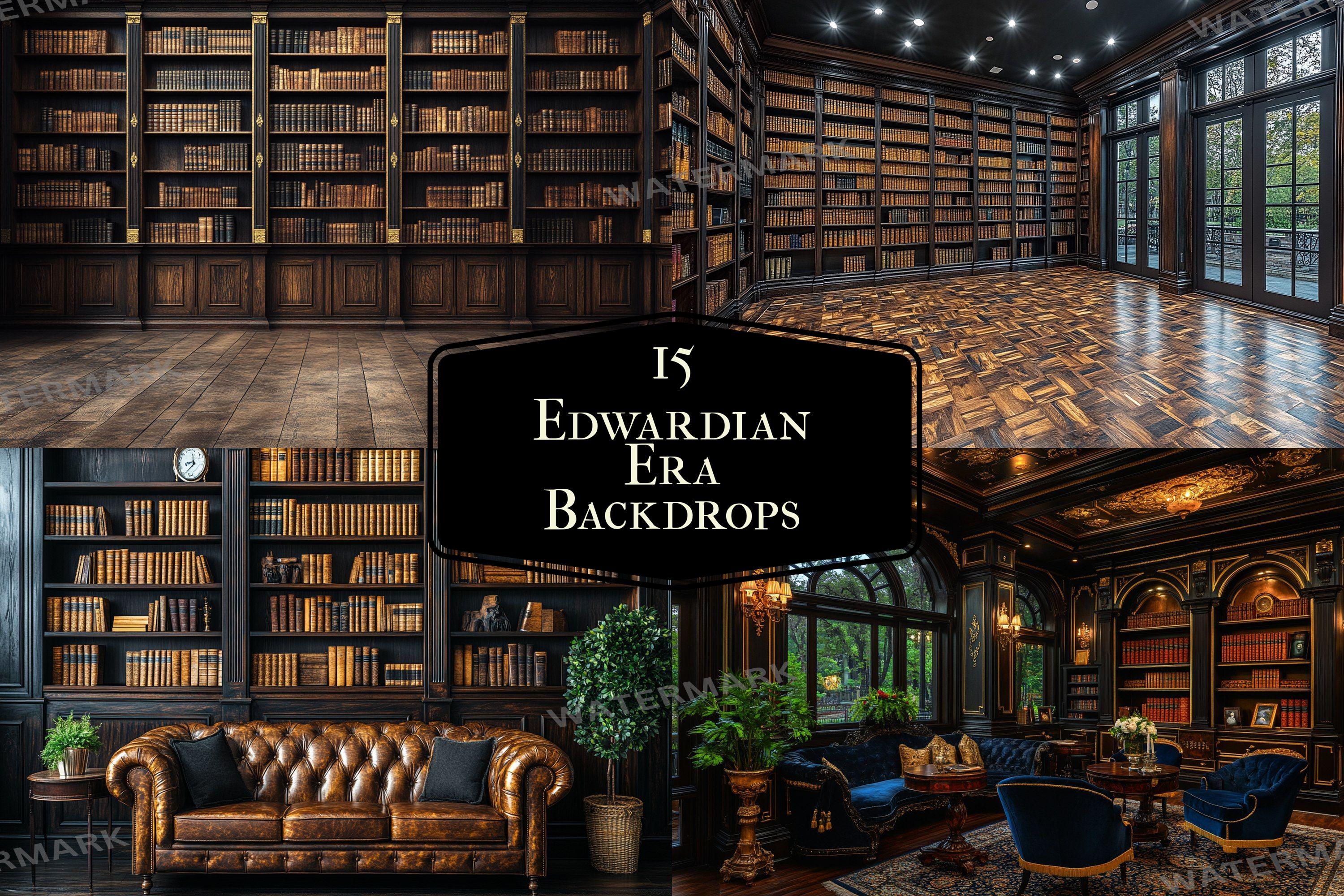 エドワード朝時代の背景 15 枚 | ビンテージ図書館 | エレガントな書斎